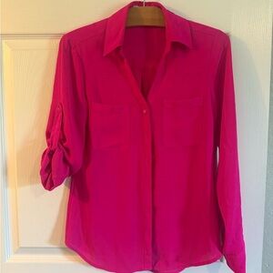 Express Pink Long Sleeve Button Down Shirt